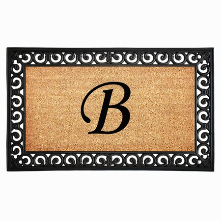 Monogram Door Mat, Black, Natural, 18 in W x 30 in L